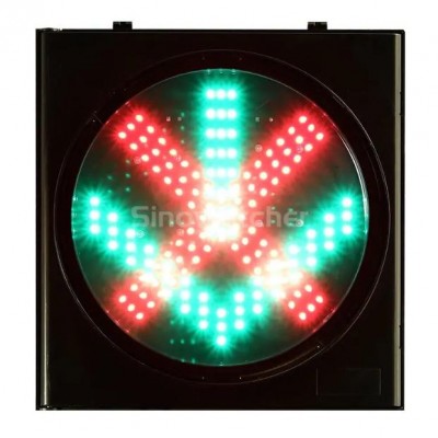 300mm Red Cross + Green Arrow One Unit Lane Control Sign Light